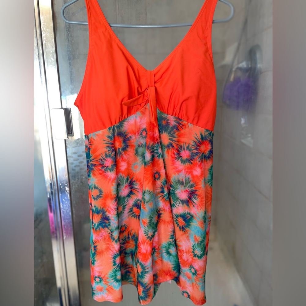 Women’s Floral Orange Plus Size Swimsuit